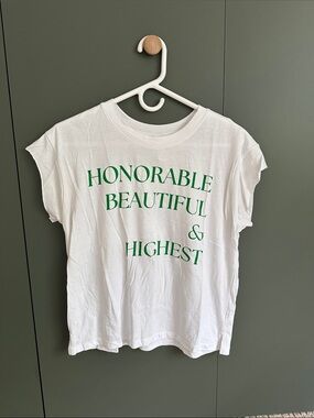 White Tee with Green Text - Kappa Delta "Honorable Beautiful & Highest"